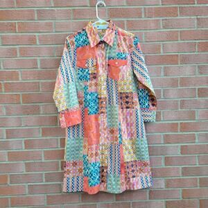 Nina Raynor Delray Beach Florida Shirtdress Patchwork size Medium